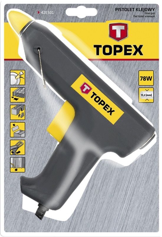 Пістолет клейовий TOPEX 25/78Вт стрижні 11мм 0.31кг подача 12-18г•хв