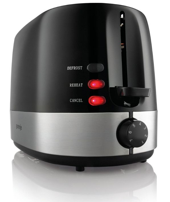 Тостер  Gorenje, 850Вт, пластик/ металл , функц. розморож, автовідключення, чорний