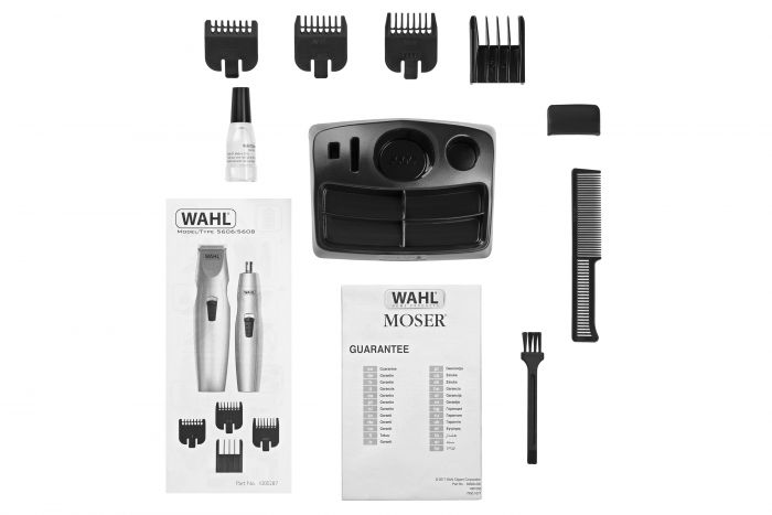 Тример WAHL Mustache & Beard, для бороди і вусів, ААx3, роторний мотор, насадок-4, тример для носа, підставка, сталь, сірий