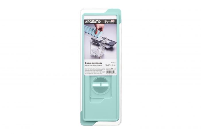 Форма для льоду з кришкою Ardesto Fresh Stick, 27х9.5х3.8см, силікон, пластик, блакитний