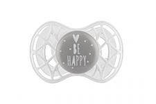 Пустушка Nuvita Air55 Cool 6міс+, ортодонтична, з ковпачком, BE HAPPY сірий