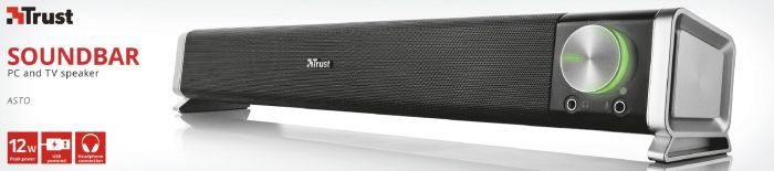 Акустична система Trust Asto Саундбар, USB/AUX, чорний