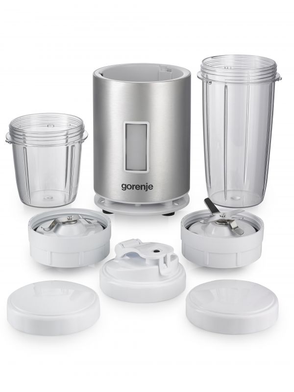 Блендер Gorenje стаціонарний 1200Вт, чаша-1000мл, подрібнювач, сріблястий