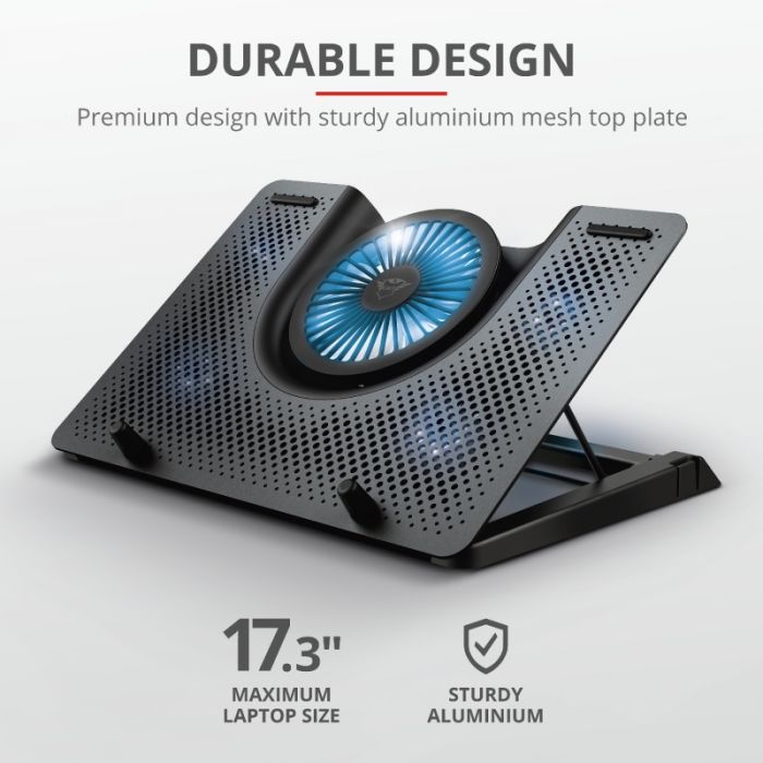 Підставка для ноутбука Trust GXT 1125 Quno, до 17.3", BLUE LED, чорний