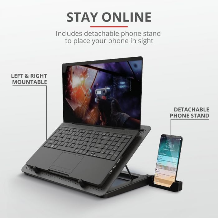 Підставка для ноутбука Trust GXT 1125 Quno, до 17.3", BLUE LED, чорний