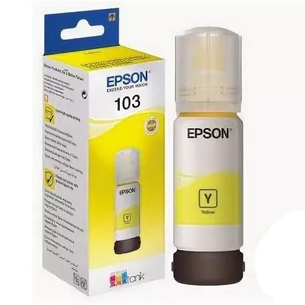 Контейнер з чорнилом Epson 103 EcoTank L1110/L1250/L3100/L3101/L3110/L3150/L3151/L3156/L3200/L3201/L3250/L3251/L3256/L3260/L3266/L3550/L3560/L5190/L5590/L5290  yellow