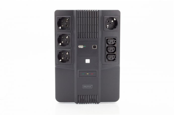Джерело безперебійного живлення DIGITUS 600VA/360W, LED, RJ45, USB, 4xSchuko+3xC13