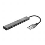 Хаб Trust Halyx USB-A > 4xUSB-А, Алюміній, 0.1м, Сірий