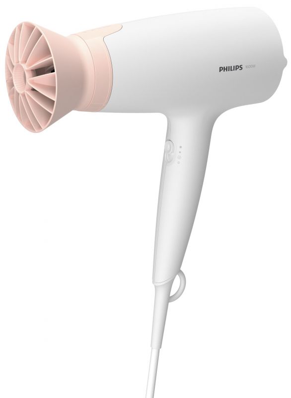 Фен Philips 3000 Series, 1600Вт, 3 режими, насадка ThermoProtect, біло-рожевий