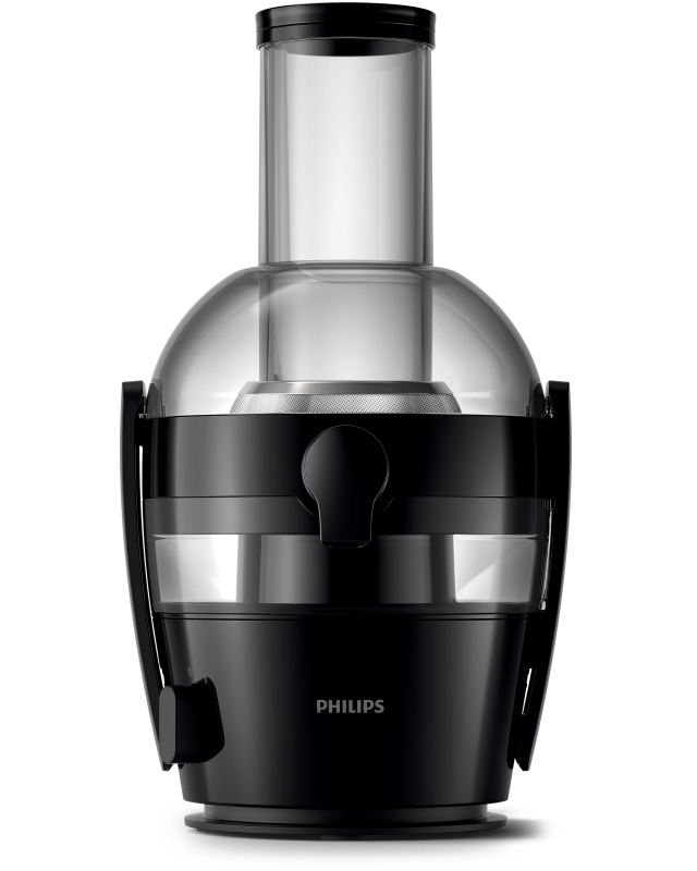 Соковитискач Philips Viva Collection відцентрований 800Вт, чаша-2л, жмих-1.2л, жолоб на ціле яблуко, пластик, чорний