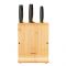 Набір ножів Fiskars Functional Form, бамбукова підставка, 3шт, нержавіюча сталь, пластик, бамбук, чорний