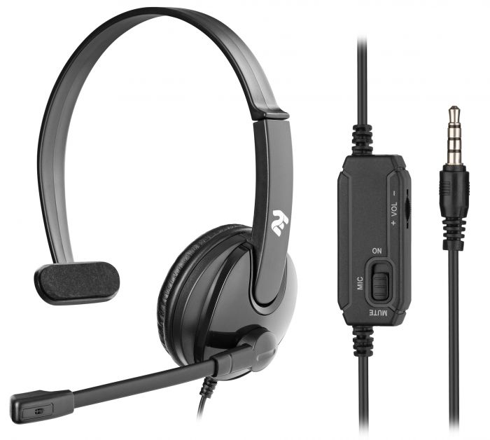 Гарнітура ПК моно On-ear 2E CH12 mini-jack, omni-mic, 1.2м, чорний