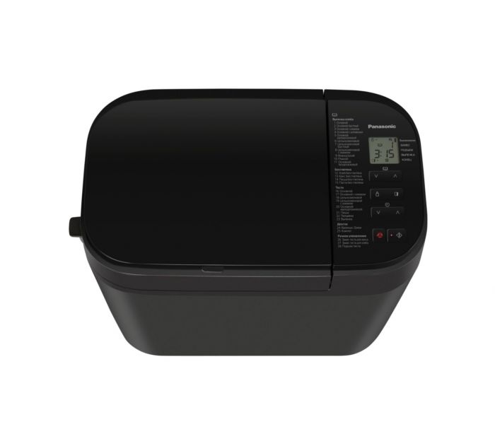 Хлібопічка Panasonic 550Вт, програм-28, макс.вага -1.25кг, форма-прямокутник, пластик, чорний Хлібопічка Panasonic 550Вт, програм-28, макс.вага -1.25кг, форма-прямокутник, пластик, чорний