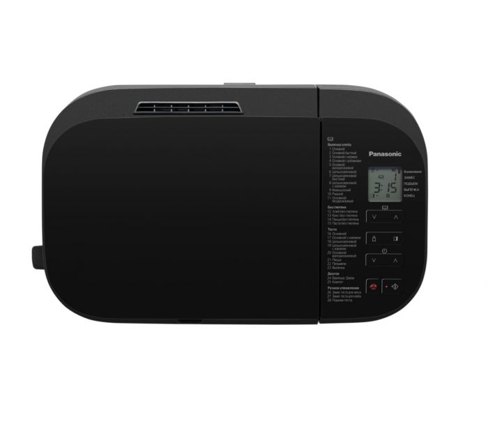 Хлібопічка Panasonic 550Вт, програм-28, макс.вага -1.25кг, форма-прямокутник, пластик, чорний Хлібопічка Panasonic 550Вт, програм-28, макс.вага -1.25кг, форма-прямокутник, пластик, чорний