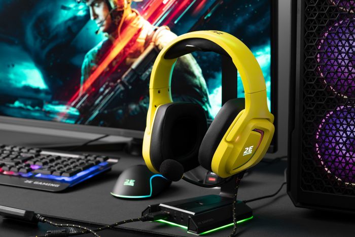 Підставка для гарнітури 2E GAMING GST320 3в1, 7.1, USB-A, 2xUSB-A/3x3.5мм, RGB, 1.5м, чорний