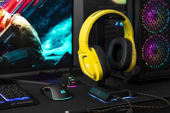 Підставка для гарнітури 2E GAMING GST320 3в1, 7.1, USB-A, 2xUSB-A/3x3.5мм, RGB, 1.5м, чорний