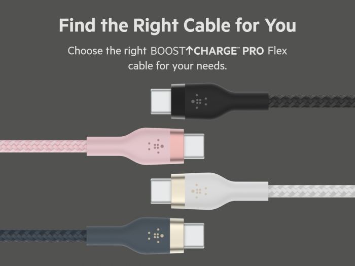 Кабель USB-C > USB-C заряджання/синхронізації Belkin 1м, 60Вт, Type-C, плетений, силіконовий, з ремінцем на магніті, чорний