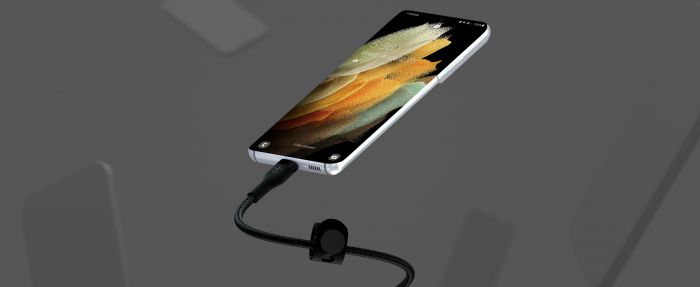 Кабель USB-C > USB-C заряджання/синхронізації Belkin 1м, 60Вт, Type-C, плетений, силіконовий, з ремінцем на магніті, чорний
