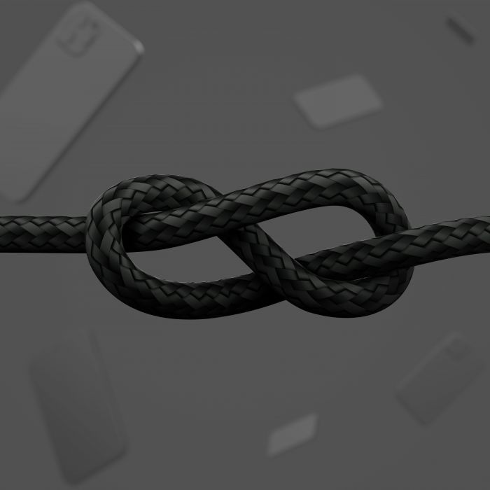 Кабель USB-C > USB-C заряджання/синхронізації Belkin 1м, 60Вт, Type-C, плетений, силіконовий, з ремінцем на магніті, чорний