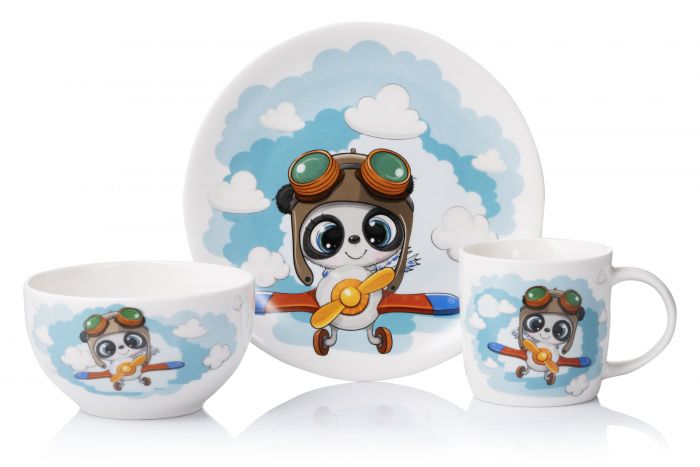 Набір дитячого посуду Ardesto Panda pilot, 3 предмети, порцеляна