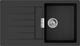 Мийка кухонна Hansgrohe S52, граніт, прямокутник, з крилом, 840х480х190мм, чаша - 1, врізна, S520-F345, чорний графіт