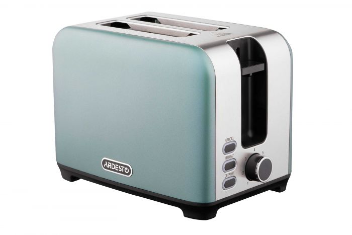Тостер ARDESTO Mint Harmony 800Вт, метал, м'ятно-сріблястий