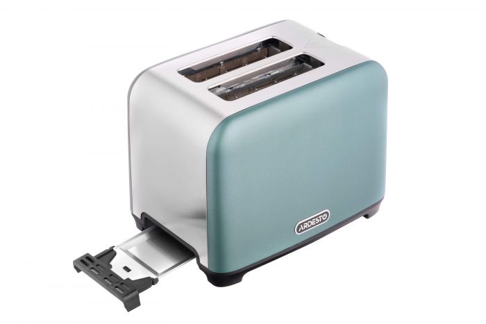 Тостер ARDESTO Mint Harmony 800Вт, метал, м'ятно-сріблястий