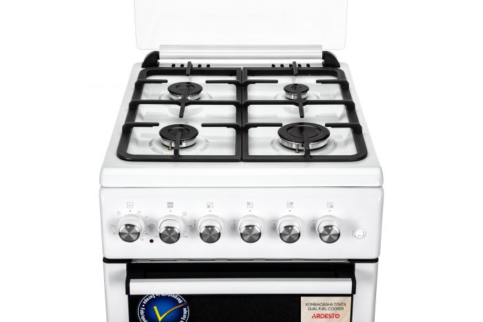Плита ARDESTO комбі, 52л, 50x60см, чавун, підсвічування, форсунки LPG (підключення газового балона), білий