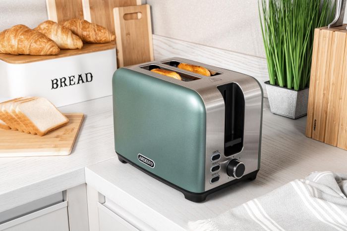 Тостер ARDESTO Mint Harmony 800Вт, метал, м'ятно-сріблястий