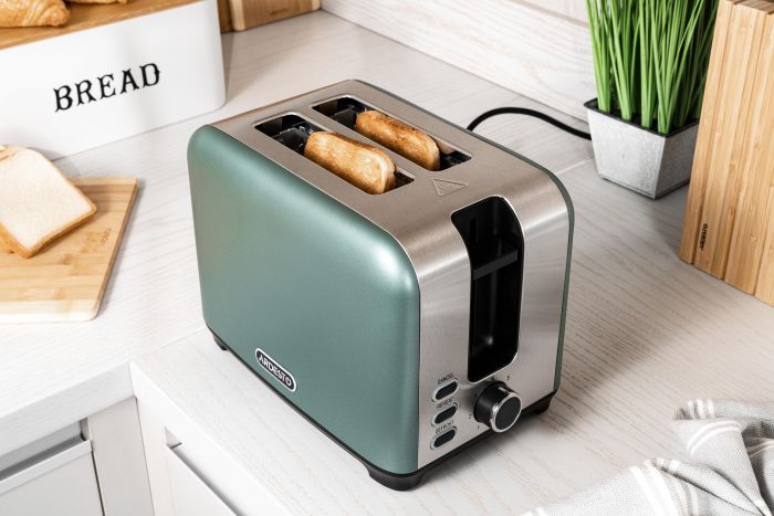 Тостер ARDESTO Mint Harmony 800Вт, метал, м'ятно-сріблястий