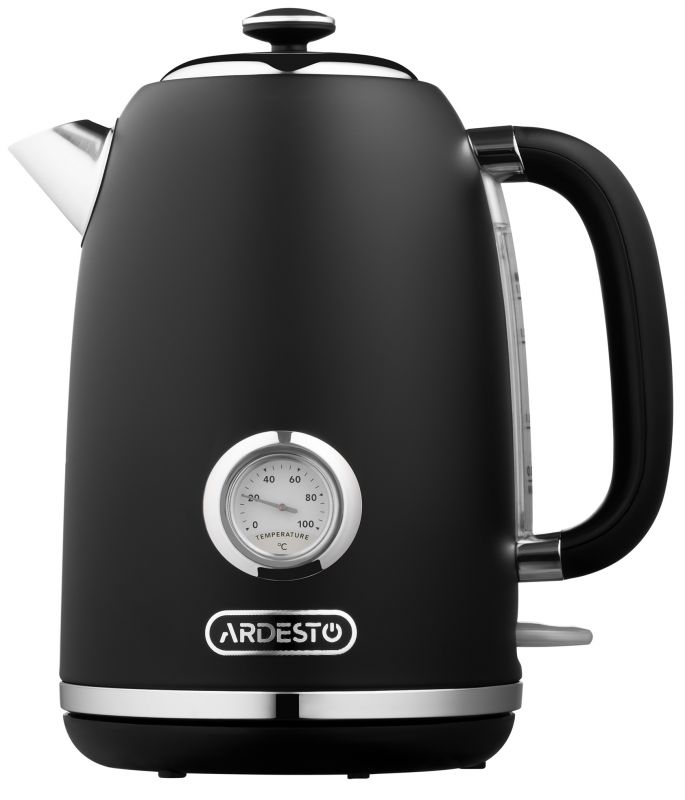 Електрочайник Ardesto Vintage Dream 1.8л, Strix, метал, чорний матовий