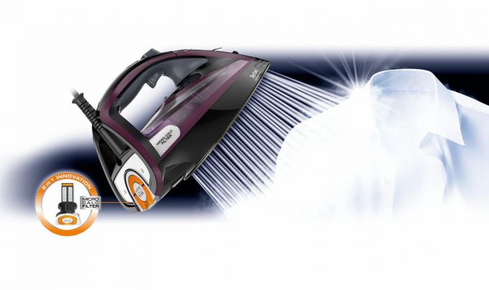 Праска Tefal Ultimate Pure, 3000Вт, 350мл, паровий удар -240гр, постійна пара - 55гр, керам. підошва, чорно-фіолетовий