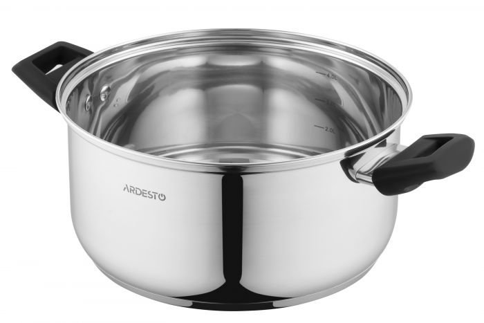 Каструля зі скляною кришкою Ardesto Gemini Piemonte, 5.1л, нержавіюча сталь, бакеліт Каструля зі скляною кришкою Ardesto Gemini Piemonte, 5.1л, нержавіюча сталь, бакеліт