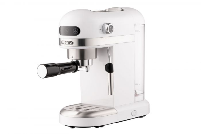 Кавоварка ARDESTO ріжкова 1.4л, мелена, ручний капучинатор, підігрів чашок, білий