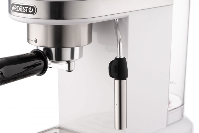 Кавоварка ARDESTO ріжкова 1.4л, мелена, ручний капучинатор, підігрів чашок, білий