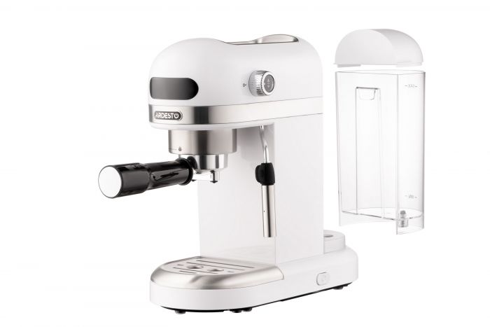 Кавоварка ARDESTO ріжкова 1.4л, мелена, ручний капучинатор, підігрів чашок, білий