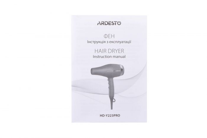 Фен Ardesto Violet PRO HD-Y223PRO, 1850-2200Вт, 2 швидкості , 3темп.режими, дифузор, чорний