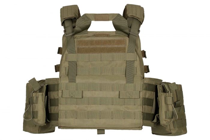 Плитоноска 2Е, Тип 1, з кишенями для бічного захисту і підсумками, Молле, зелена Плитоноска 2Е, Тип 1, з кишенями для бічного захисту і підсумками, Молле, зелена