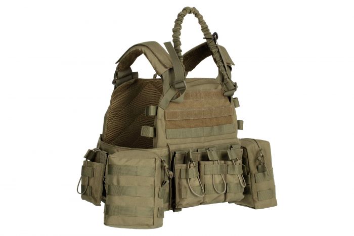 Плитоноска 2Е, Тип 1, з кишенями для бічного захисту і підсумками, Молле, зелена Плитоноска 2Е, Тип 1, з кишенями для бічного захисту і підсумками, Молле, зелена