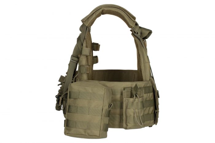 Плитоноска 2Е, Тип 1, з кишенями для бічного захисту і підсумками, Молле, зелена Плитоноска 2Е, Тип 1, з кишенями для бічного захисту і підсумками, Молле, зелена