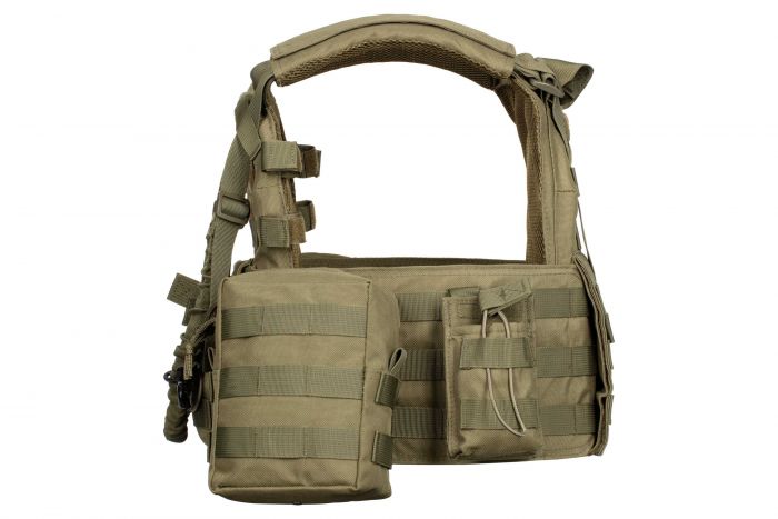 Плитоноска 2Е, Тип 1, з кишенями для бічного захисту і підсумками, Молле, зелена Плитоноска 2Е, Тип 1, з кишенями для бічного захисту і підсумками, Молле, зелена