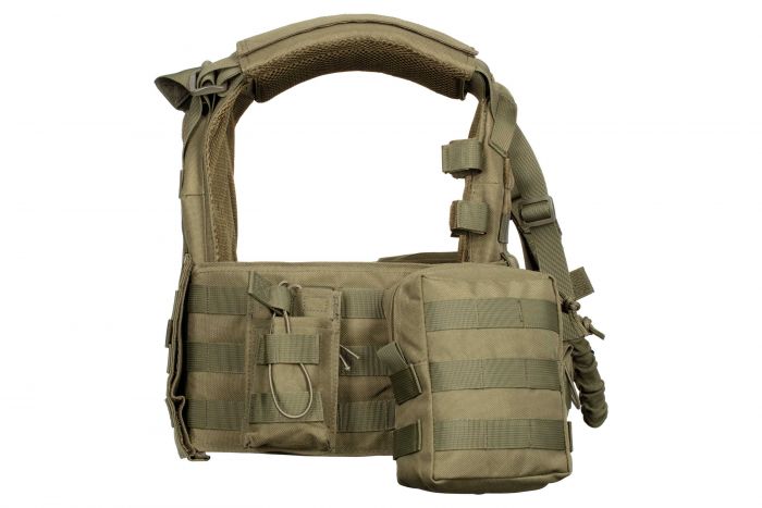 Плитоноска 2Е, Тип 1, з кишенями для бічного захисту і підсумками, Молле, зелена Плитоноска 2Е, Тип 1, з кишенями для бічного захисту і підсумками, Молле, зелена