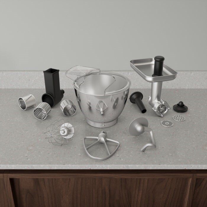 Кухонна машина Electrolux 1200Вт, чаша-метал, корпус-метал, насадок-8, чорний