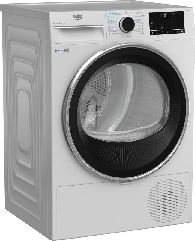 Сушильна машина Beko тепловий насос, 8кг, A+++, 60см, дисплей, підсвітка барабану, білий