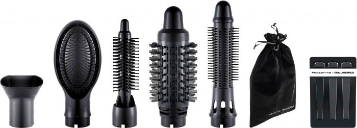 Фен-щітка Rowenta x Karl Lagerfeld Express Style, 800Вт, 3 режими, іоніз-я, чохол, чорний