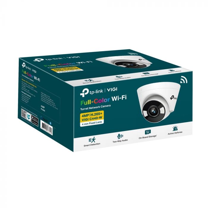 IP-Камера TP-LINK VIGI C440-W-4, PoE, 4Мп, 4 мм, Wi-Fi, H265+, IP66, Turret, кольорове нічне бачення, внутрішня
