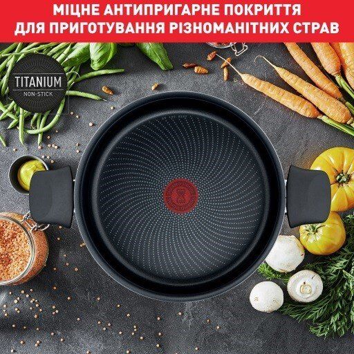 Набір посуду Tefal Generous Cook, 6предметів, алюміній, бакеліт, скло, чорний