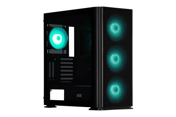 Корпус 2E GAMING Vertex GI01B без БЖ 2xUSB3.0, 1xUSBType-C, 3x140мм ARGB, 1x120мм ARGB, VGA 380мм, LCS ready, контролер з пультом, TG Side Panel, EATX, чорний
