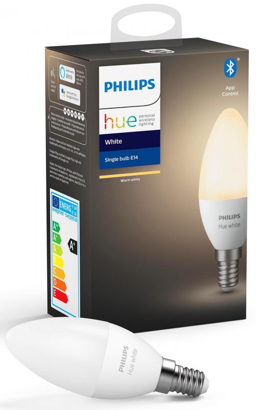 Лампа розумна Philips Hue E14, 5.5W(40Вт), 2700K, White, ZigBee, Bluetooth, димування