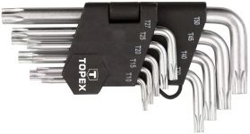 Ключі Torx TOPEX, набір 9шт, короткі, CrV, T10-T50